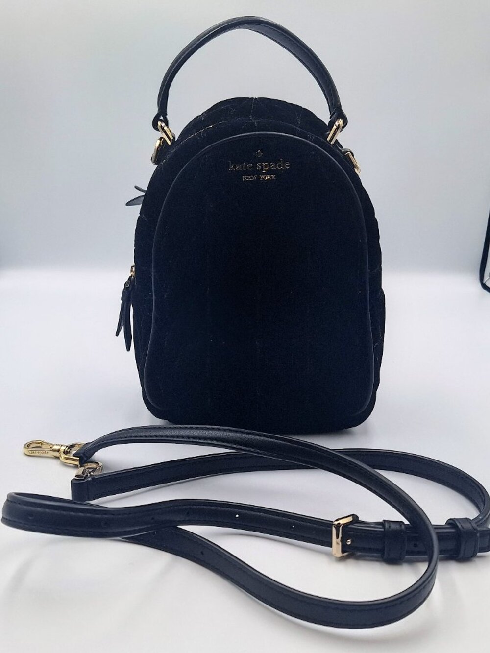 Kate Spade Briar Lane Quilted Crushed Velvet Mini Convertible Backpack NWOT